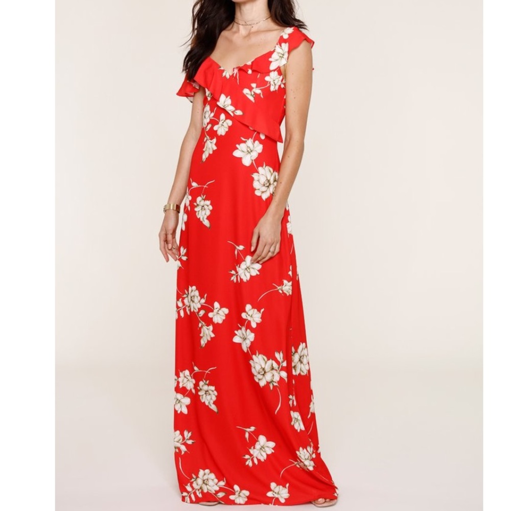 Heartloom wrap Maxi dress- red floral- Size Small